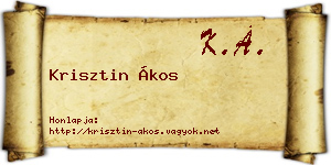Krisztin Ákos névjegykártya