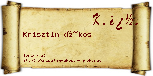 Krisztin Ákos névjegykártya